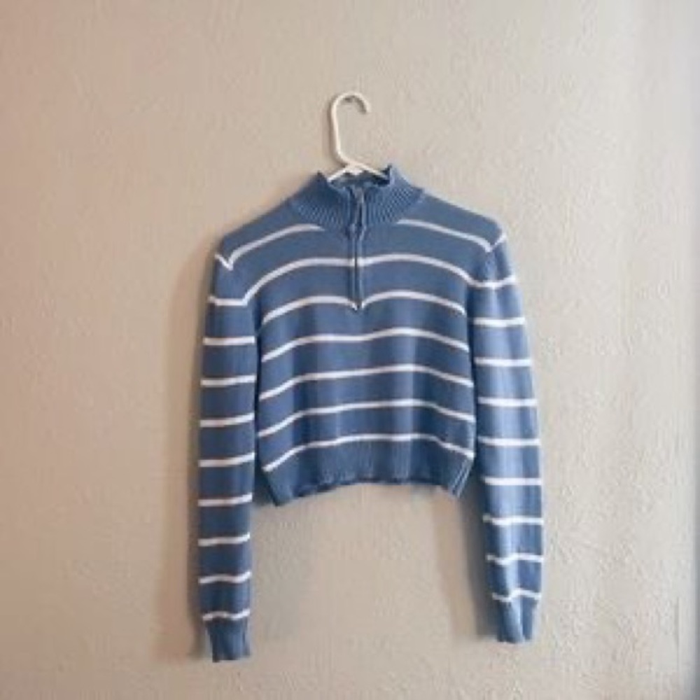AE studio cropped quarter zip sweater